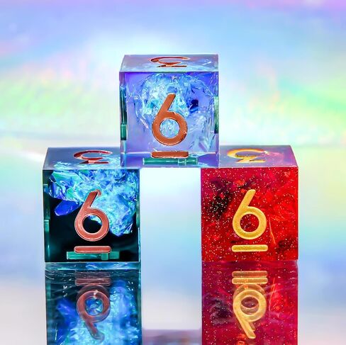 YEMEKO Beholder'S Eye Light Up D20 Dice-Dragon Eye Liquid Core 33 مم كبير ذو حافة حادة واحدة، نرد مصنوع يدويًا لألعاب الزنزانات والتنينات Ttrpg، ألعاب لعب الأدوار D&D (D20-Dragon Eye) in Saudi Arabia