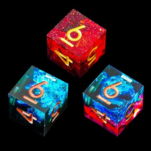 YEMEKO Beholder'S Eye Light Up D20 Dice-Dragon Eye Liquid Core 33 مم كبير ذو حافة حادة واحدة، نرد مصنوع يدويًا لألعاب الزنزانات والتنينات Ttrpg، ألعاب لعب الأدوار D&D (D20-Dragon Eye) in Saudi Arabia