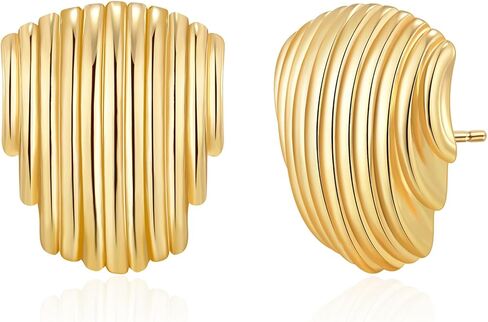 RANKKEF Gold Statement Eearrings Large Chunky Gold Stud Earrings Vintage Earrings for Women Trendy Wing Square Shell Geometric Earrings Jewelry Gift for Women in Saudi Arabia