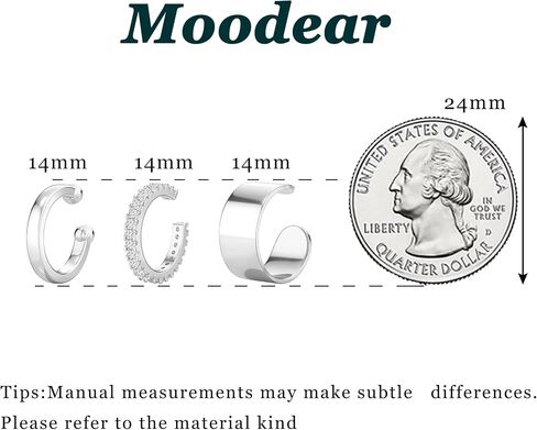 أساور أذن مكتنزة رفيعة من Moodear غير مثقوبة للنساء - أقراط أنيقة مطلية بالذهب عيار 14 قيراط/أقراط من الفضة الإسترلينية العصرية مكعب زركونيا هوجي هوب الغضروف مجوهرات هدايا in Saudi Arabia