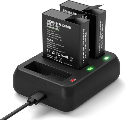 2Pcs Osmo Action 4&3 Battery Pack with Charger Battery Compatible with Osmo Action 3 4，Pack of 2 Batteries with Dual Charging Hub in Kuwait