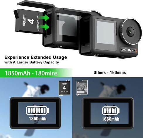 2Pcs Osmo Action 4&3 Battery Pack with Charger Battery Compatible with Osmo Action 3 4，Pack of 2 Batteries with Dual Charging Hub in Kuwait