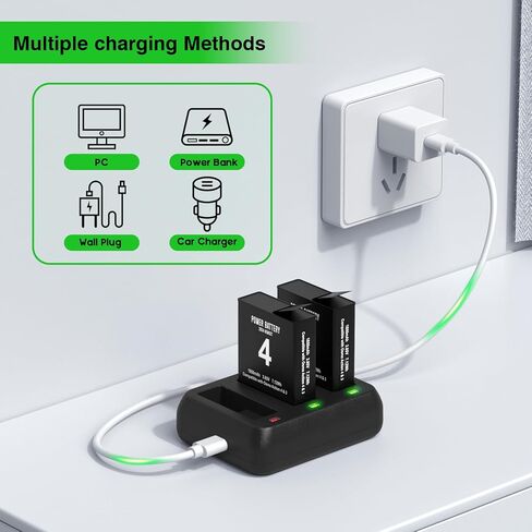 2Pcs Osmo Action 4&3 Battery Pack with Charger Battery Compatible with Osmo Action 3 4，Pack of 2 Batteries with Dual Charging Hub in Kuwait
