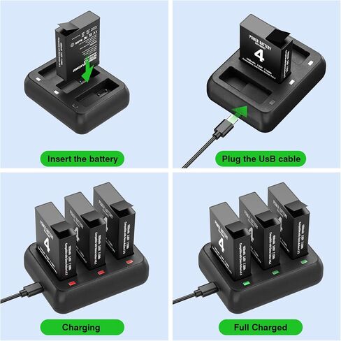 2Pcs Osmo Action 4&3 Battery Pack with Charger Battery Compatible with Osmo Action 3 4，Pack of 2 Batteries with Dual Charging Hub in Kuwait