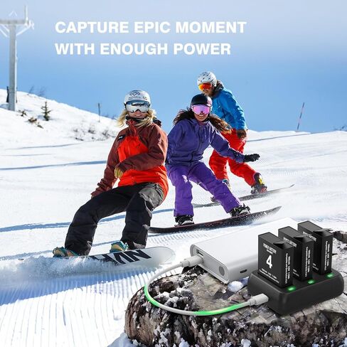 2Pcs Osmo Action 4&3 Battery Pack with Charger Battery Compatible with Osmo Action 3 4，Pack of 2 Batteries with Dual Charging Hub in Kuwait