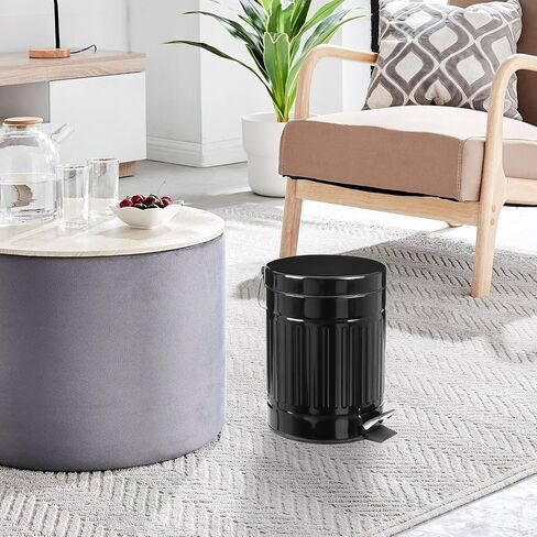 5 L Round Step Pet Trash with Lid,Mini Metal Pedal Bin,Small Garbage Can Wastebasket for Home,Car or Office in Saudi Arabia