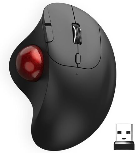 ماوس كرة التتبع اللاسلكي: ماوس مريح، تحكم سهل بالإبهام، تتبع دقيق وسلس مع 3 مستويات DPI قابلة للتعديل، اتصال BT أو USB متوافق مع أجهزة الكمبيوتر الشخصية والكمبيوتر المحمول ونظام التشغيل Windows وMAC OS in Kuwait