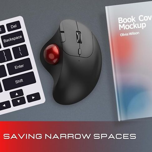 ماوس كرة التتبع اللاسلكي: ماوس مريح، تحكم سهل بالإبهام، تتبع دقيق وسلس مع 3 مستويات DPI قابلة للتعديل، اتصال BT أو USB متوافق مع أجهزة الكمبيوتر الشخصية والكمبيوتر المحمول ونظام التشغيل Windows وMAC OS in Kuwait