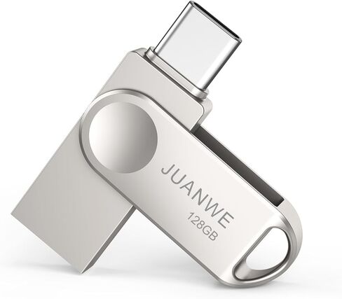 محرك أقراص فلاش USB C بسعة 128 جيجابايت من JUANWE، محرك أقراص فلاش USB 3.0 مزدوج من النوع C + محرك أقراص فلاش USB صغير دوار فريد من نوعه UDP-Tech مقاوم للماء مع فتحة حلقة مفاتيح OTG محرك فلاش للكمبيوتر الشخصي والهواتف الذكية والكمبيوتر اللوحي Mac in Kuwait