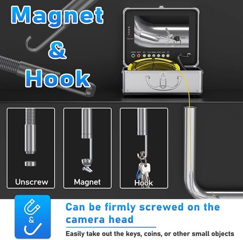 Sanyipace Sewer Camera, 9'' FHD Monitor, Portable Design, 0.15in/3.8mm Cable, IP68 Waterproof Borescope Sewer Inspection Camera with Light, 2600mAh Battery, DVR Recorder with Sounds, 33ft/10m in Saudi Arabia