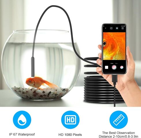 كاميرا المنظار مع الضوء، 1080P HD واي فاي كاميرا فحص الثعبان USB مقاومة للماء Ip67 نطاق الكاميرا مع 8 أضواء LED قابلة للتعديل للهواتف الذكية Android و iOS (9.84FT/3M) in Kuwait