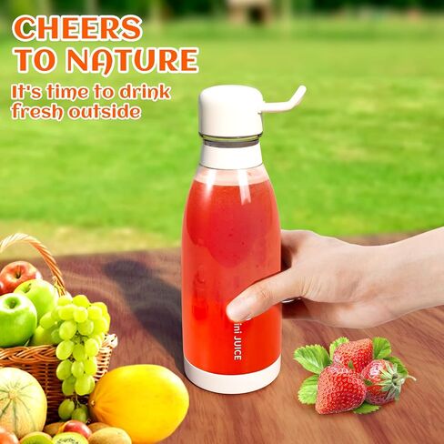 Portable Blender, One-handed Drinking Travel Bottle for Shakes and Smoothies, 8 Blade ​Portable Juicer,14 oz with Rechargeable USB personal size blenders in Saudi Arabia