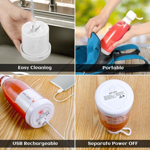 Portable Blender, One-handed Drinking Travel Bottle for Shakes and Smoothies, 8 Blade ​Portable Juicer,14 oz with Rechargeable USB personal size blenders in Saudi Arabia