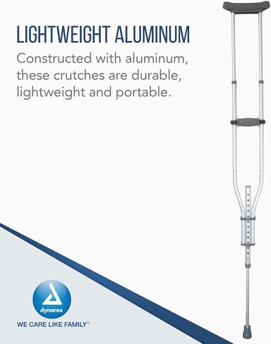 Dynarex Aluminum Crutches-Child Size, 4'0" to 4'6", Push-Button Height Adjustment, Cushioned Underarm & Comfortable Hand Grips, 350 lb. Weight Capacity, 1 Pair in Saudi Arabia