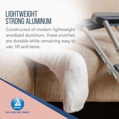 Dynarex Aluminum Crutches-Child Size, 4'0" to 4'6", Push-Button Height Adjustment, Cushioned Underarm & Comfortable Hand Grips, 350 lb. Weight Capacity, 1 Pair in Saudi Arabia