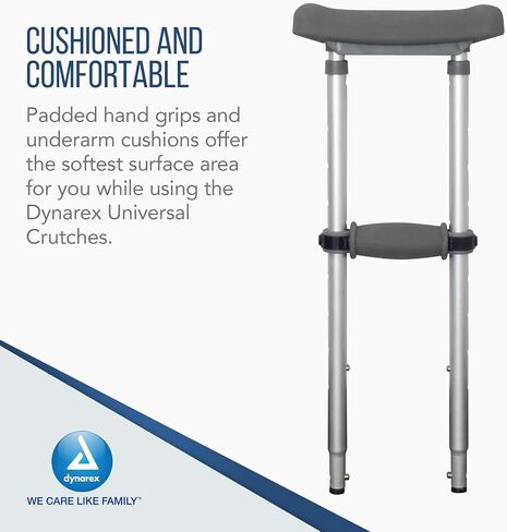 Dynarex Aluminum Crutches-Child Size, 4'0" to 4'6", Push-Button Height Adjustment, Cushioned Underarm & Comfortable Hand Grips, 350 lb. Weight Capacity, 1 Pair in Saudi Arabia