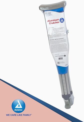 Dynarex Aluminum Crutches-Child Size, 4'0" to 4'6", Push-Button Height Adjustment, Cushioned Underarm & Comfortable Hand Grips, 350 lb. Weight Capacity, 1 Pair in Saudi Arabia