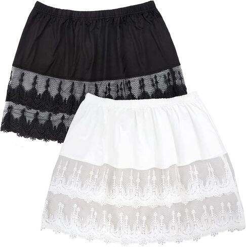 Lace Shirt Extender for Women Plus Size Underskirt Elastic Waist Half Slip Mini Skirts in Saudi Arabia