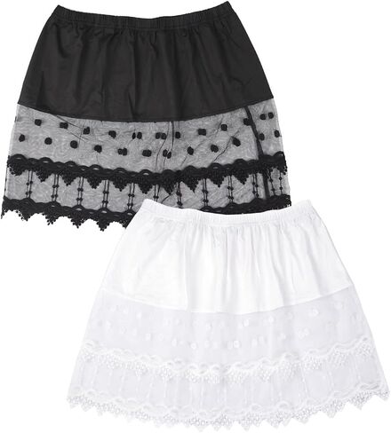 Lace Shirt Extender for Women Plus Size Underskirt Elastic Waist Half Slip Mini Skirts in Saudi Arabia