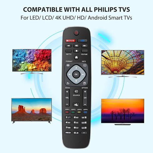 【عبوة من قطعتين】 جهاز تحكم عن بعد بديل لجهاز التحكم عن بعد للتلفزيون من Philips (الإصدار المطور حديثًا 3.0 جهاز التحكم عن بعد الذكي مناسب لجهاز PhilipsTV in Kuwait