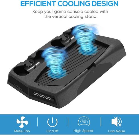 Vertical Stand for Playstation 5 with Cooling Fan Charging Dual Controllers Slot in Saudi Arabia