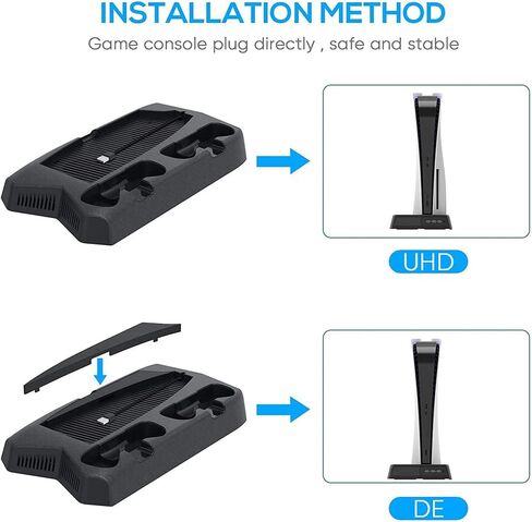 Vertical Stand for Playstation 5 with Cooling Fan Charging Dual Controllers Slot in Saudi Arabia