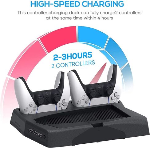 Vertical Stand for Playstation 5 with Cooling Fan Charging Dual Controllers Slot in Saudi Arabia