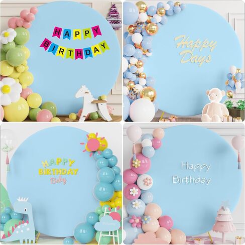 7.2FT Round Backdrop Cover Ivory Round Arch Covers Backdrop | Spandex Circle Balloon Arch Backdrop Covers Strethy Backdrop Elastic for Wedding Birthday Party Ceremony Baby Shower Decor in Saudi Arabia