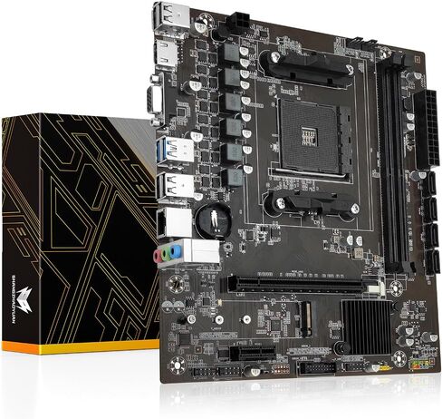 اللوحة الأم SHANGZHOAYUAN B450 AM4 اللوحة الأم للألعاب لمعالج AMD Ryzen الجيل 1-5 (DDR4 Max 64GB، NVME/NGFF M.2، PCIe 3.0، SATA 3.0، USB 3.0، Gb LAN) in Kuwait