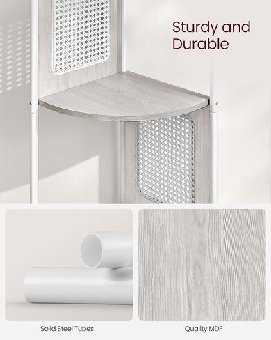 حامل رف زاوية من 5 طبقات من VASAGLE، رف كتب زاوية بوهو مع جوانب بوليراتان، حامل نباتي لغرفة المعيشة وغرفة النوم والمطبخ والدراسة، بيج بلوط ULLS588Y57 in Kuwait