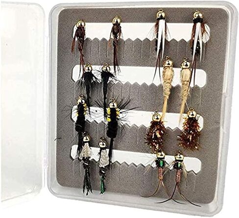 16 قطعة رأس حبة الذباب ذباب مايو الحورية الذباب يطير حشرات صيد تشكيلة-مع صندوق يطير صغير in Kuwait