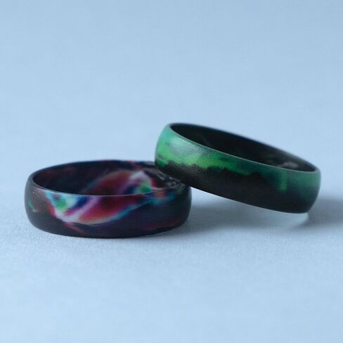 Zollen Silicone Wedding Rings for Women 2 Packs ，Breathable Printed Design with Leaves，Unique Design, Comfort Fit Ring in Saudi Arabia