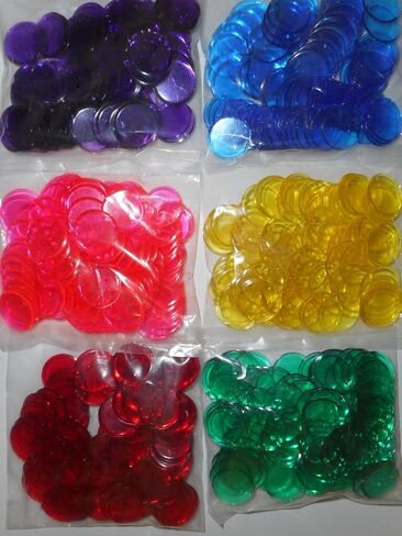 600 Plastic Bingo Chips 100 of Each Color (Red, Purple,Green, Pink,Yellow and Blue.) in Saudi Arabia