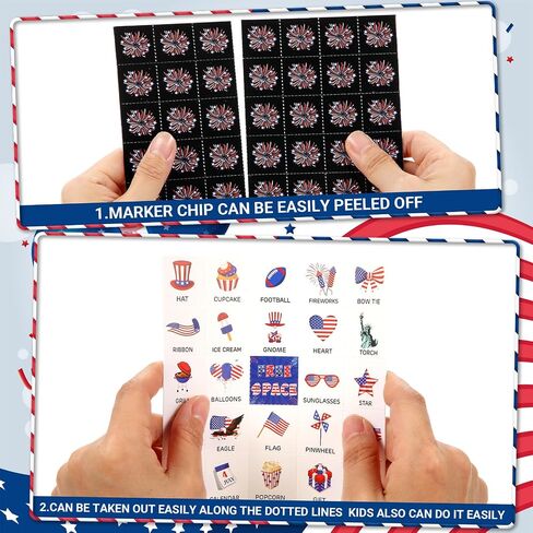35 Pcs 4th of July Bingo Game Cards 24 Players Patriotic Bingo Cards Independence Day Bingo Game for July 4th Party Card Games School Classroom Games Patriotic Party Favors Supplies (Flag) in Saudi Arabia