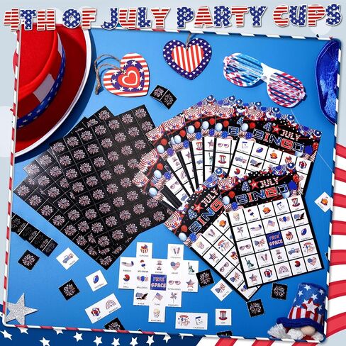 35 Pcs 4th of July Bingo Game Cards 24 Players Patriotic Bingo Cards Independence Day Bingo Game for July 4th Party Card Games School Classroom Games Patriotic Party Favors Supplies (Flag) in Saudi Arabia