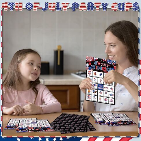 35 Pcs 4th of July Bingo Game Cards 24 Players Patriotic Bingo Cards Independence Day Bingo Game for July 4th Party Card Games School Classroom Games Patriotic Party Favors Supplies (Flag) in Saudi Arabia