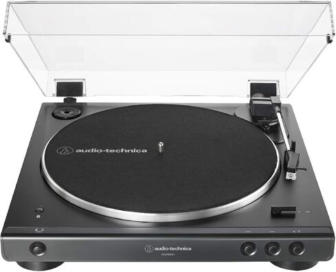 Audio-Technica AT-LP60XBT-BK Fully Automatic Bluetooth Belt-Drive Turntable Bundle with Hyperion Vacuum Tube Bluetooth 5.0 Speaker System (2 Items) in Saudi Arabia