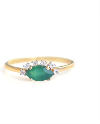YoTreasure Healing Crystal Citrine Green Onyx London Blue Topaz Ethiopian Opal Moonstone Tanzanite 10K Yellow Gold Wedding Ring in Saudi Arabia