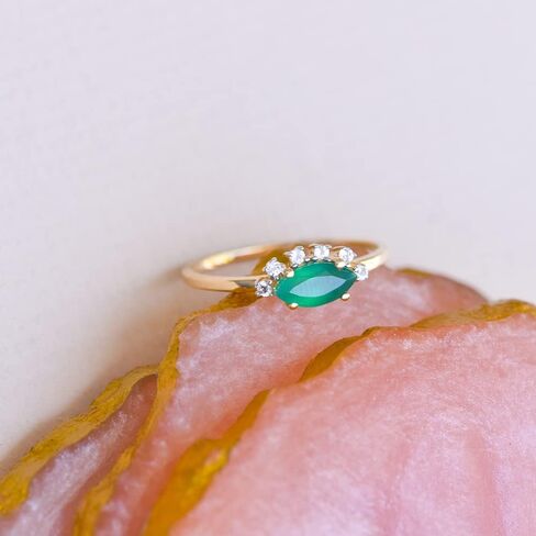 YoTreasure Healing Crystal Citrine Green Onyx London Blue Topaz Ethiopian Opal Moonstone Tanzanite 10K Yellow Gold Wedding Ring in Saudi Arabia