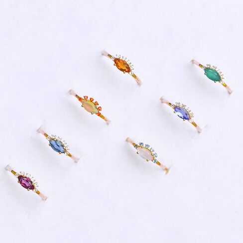 YoTreasure Healing Crystal Citrine Green Onyx London Blue Topaz Ethiopian Opal Moonstone Tanzanite 10K Yellow Gold Wedding Ring in Saudi Arabia