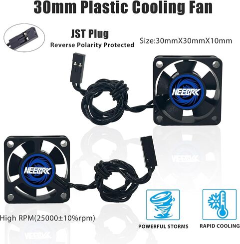 Motor Cooling Fan Dual Ball Bearings 30x30x10mm 3010 for RC ESC Motor 1/8 1/10 1/12 Scale RC Car 540 550 3650 3660 3670 Brushless Motor in Saudi Arabia