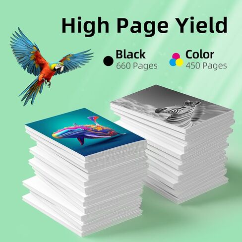 خراطيش حبر 67XL باللون الأسود بديلة لحبر HP 67 لـ HP67XL لـ HP DeskJet 2700 2700e 2755e 2755 4155e 4155 Envy 6055e 6455e 6400 6055 Envy Pro 6452 6458 6475 (1 أسود، 1 ثلاثي الألوان) in Kuwait