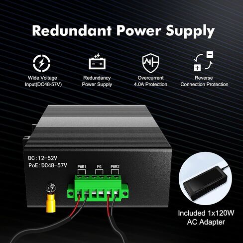 محول إيثرنت MokerLink 8 Port PoE Gigabit Industrial DIN-Rail Ethernet، طاقة 96 وات PoE+، سعة تحويل 16 جيجابت في الثانية، محول شبكة غير مُدار بتصنيف IP40 (-40 إلى 185 درجة فهرنهايت)، مع مصدر طاقة in Saudi Arabia