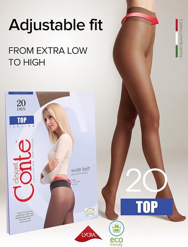 جوارب Conte Tights شفافة حتى الخصر، جوارب طويلة منخفضة الارتفاع مع حزام قابل للتعديل، أعلى 20 دن in Kuwait