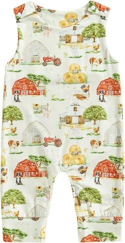 Newborn Baby Boys Girls Summer Jumpsuit Fish Print Sleeveless Romper Jumpsuit Bodysuit One Piece Outfit in Saudi Arabia