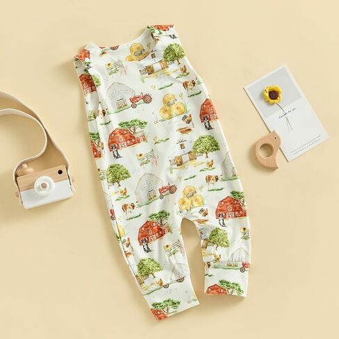 Newborn Baby Boys Girls Summer Jumpsuit Fish Print Sleeveless Romper Jumpsuit Bodysuit One Piece Outfit in Saudi Arabia