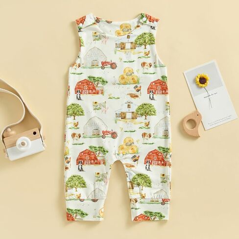 Newborn Baby Boys Girls Summer Jumpsuit Fish Print Sleeveless Romper Jumpsuit Bodysuit One Piece Outfit in Saudi Arabia