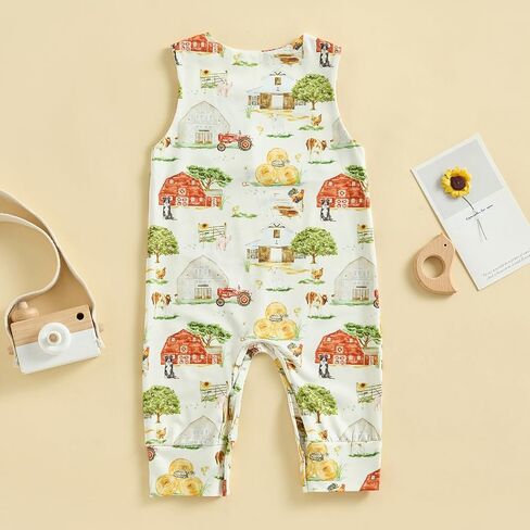 Newborn Baby Boys Girls Summer Jumpsuit Fish Print Sleeveless Romper Jumpsuit Bodysuit One Piece Outfit in Saudi Arabia
