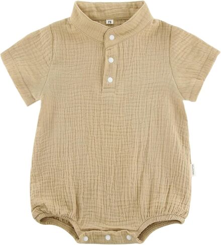 Baby Bodysuits Cotton Linen Summer Clothes for Baby Boys and Girls Perfect Neutral Baby Bodysuit in Saudi Arabia