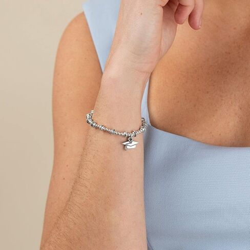 سوار مطاطي من Alex and Ani Connections للنساء، فئة 2021، لمسة نهائية فضية رافايلية، من 3.5 إلى 4.5 بوصة in Saudi Arabia